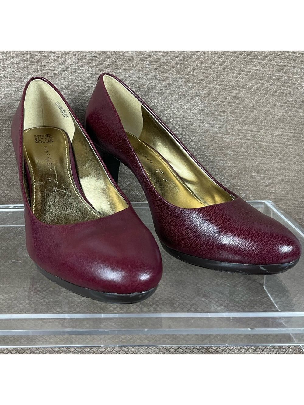 Anne Klein Clemence Leather Burgundy Pumps size 7.5 like new